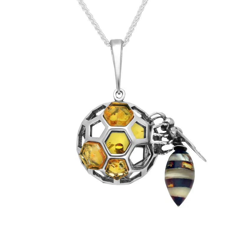 Amber Bee & Silver Honeycomb